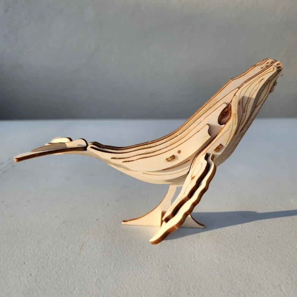 NEW Wood Whale Puzzle Sea Animal Nautical Ocean Decor Bookshelf Desk Decoration